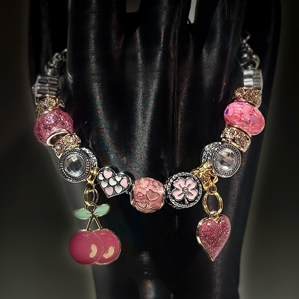 Charming Pink and Gold Beaded Bracelet